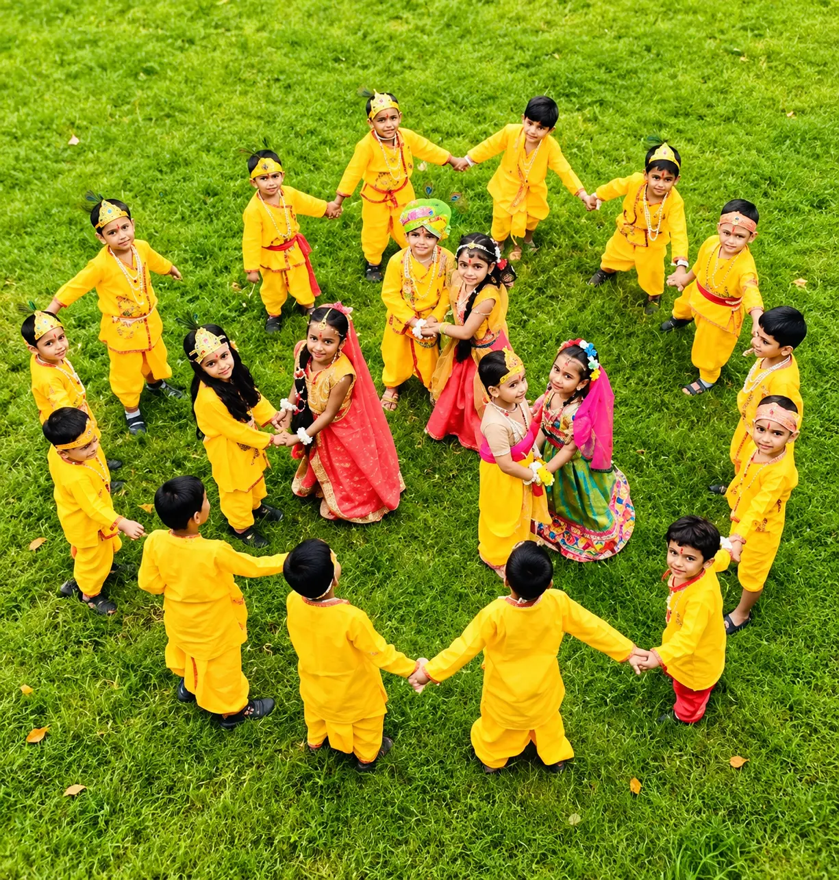Happy students enjoying the Janmashtami programme